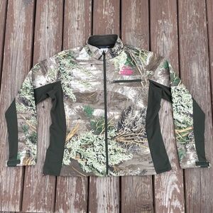 Realtree Womens Green/Pink Camo Jacket Size Large Max-1 Fleece Inner Lining